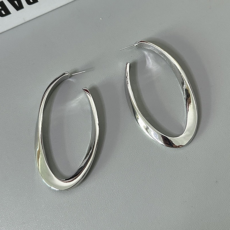 European and American retro exaggerated geometric oval large circle earrings