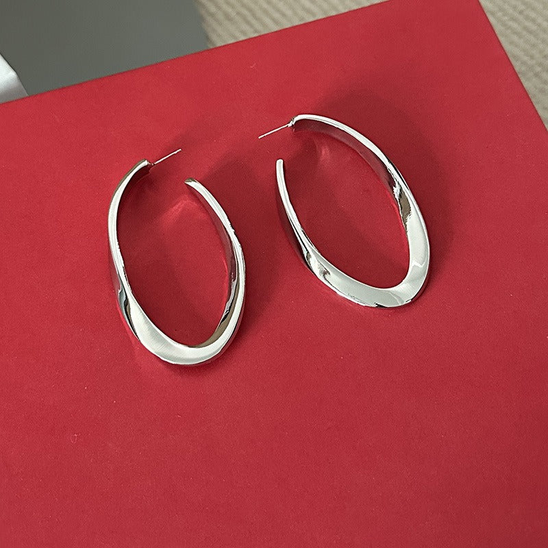 European and American retro exaggerated geometric oval large circle earrings