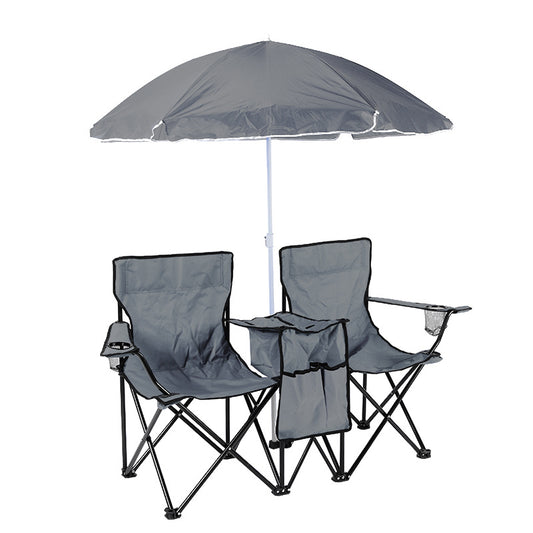 Double Camping Loveseat with Canopy – 600 lb Capacity, Cup Holders & Side Table, Foldable Outdoor Chair for Beach & Park